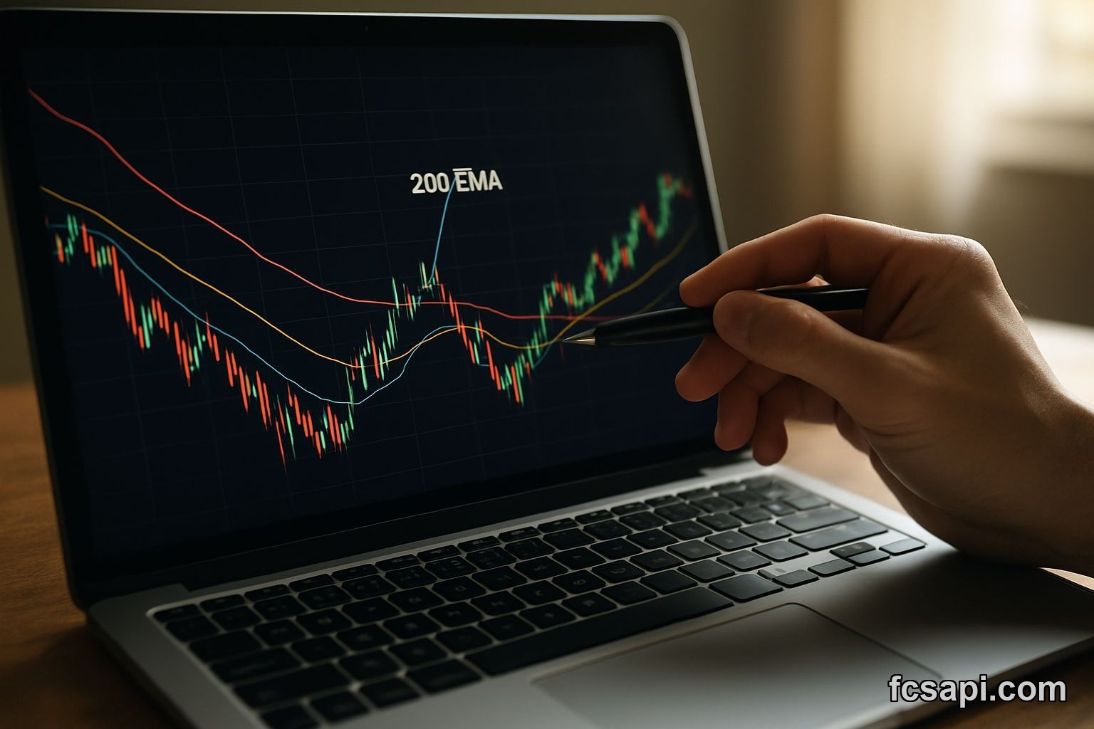 Moving average analysis showing resistance levels on screen
