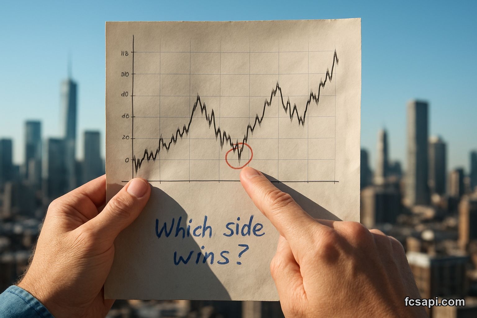 Person analyzing crypto proof of work market cap chart