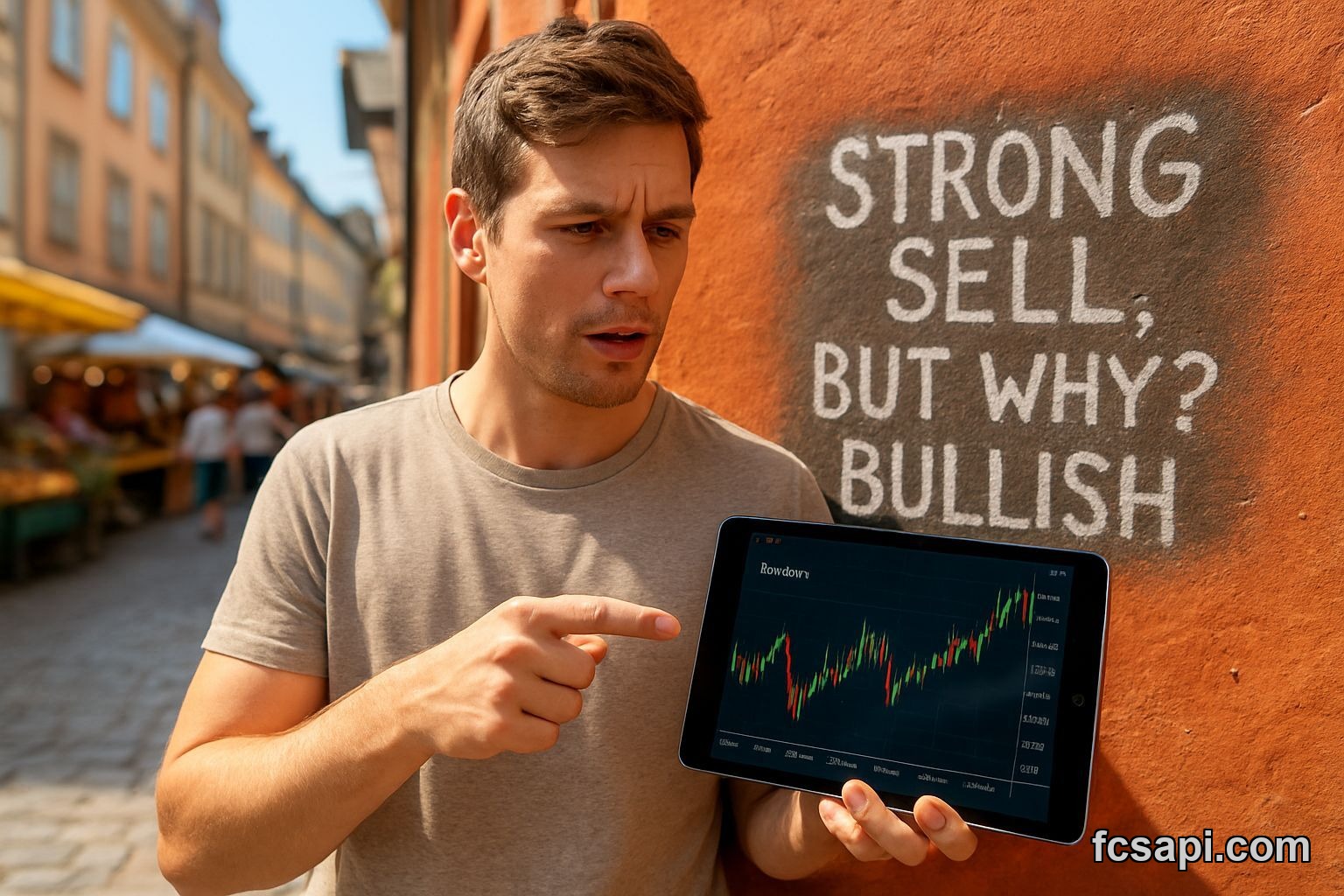 Trader analyzing EUR/NOK analysis on tablet in market