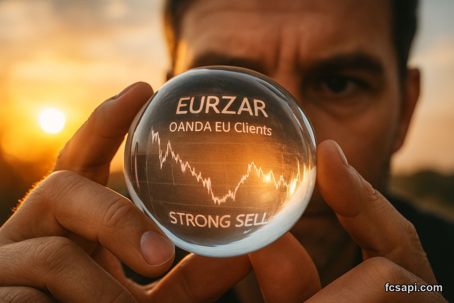 Trader analyzing EUR/ZAR (OANDA EU Clients) price forecast with "DIVERGENCE" text.