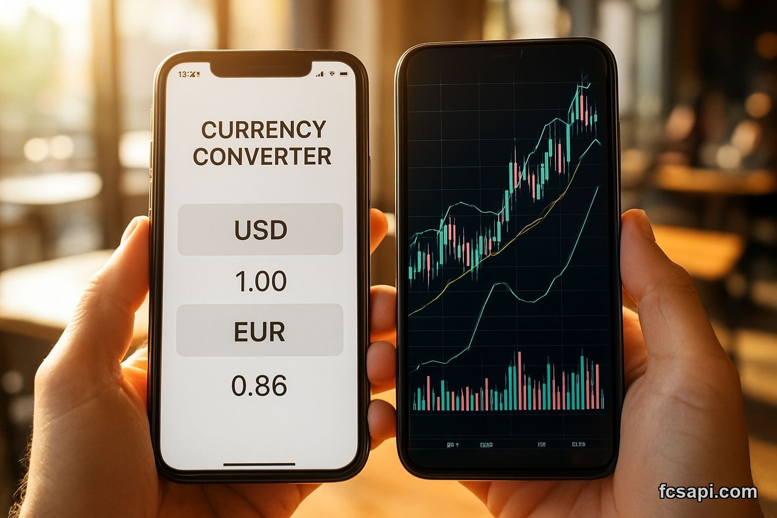 Comparing forex charts and currency converter on phones
