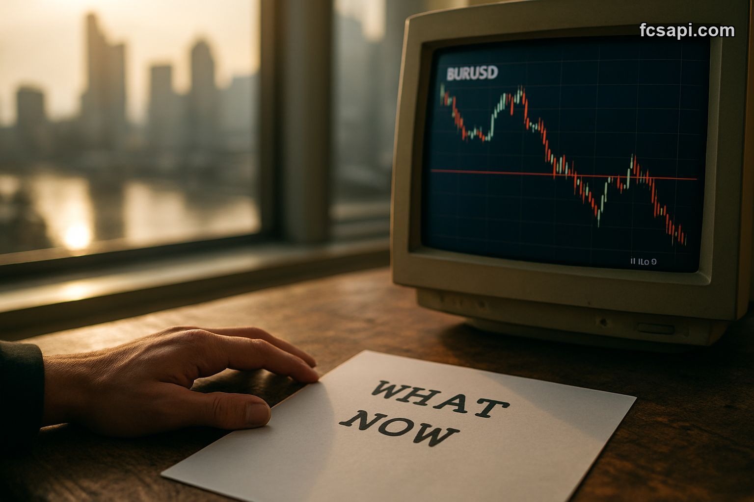 EURUSD analysis on screen with typed question on paper