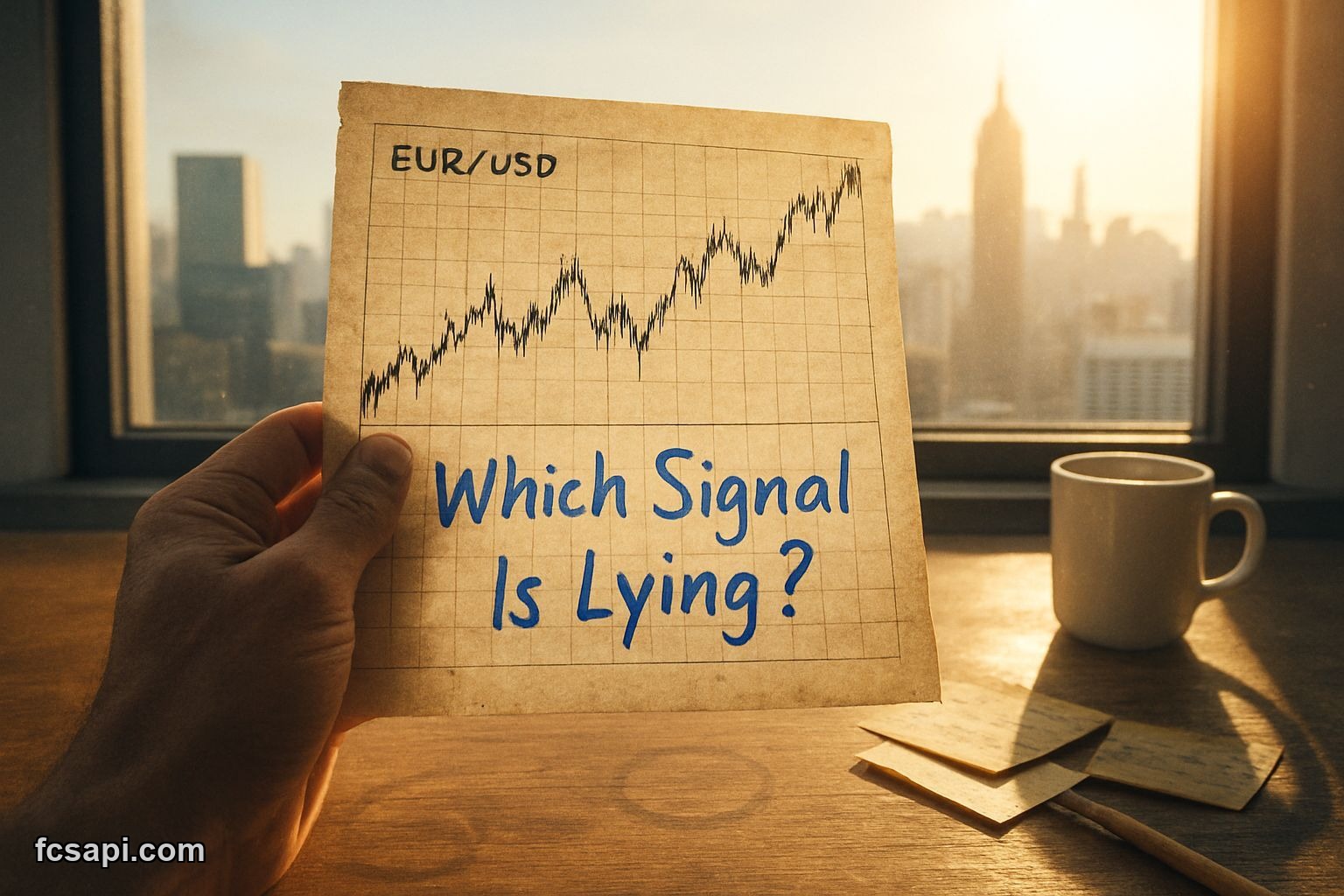EURUSD analysis chart with conflicting trading signals