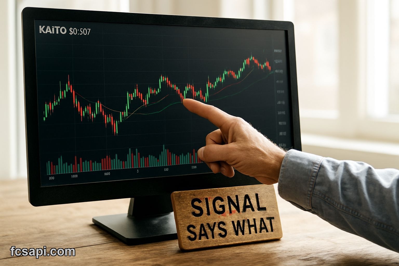 Trader analyzing Market Cap KAITO contradictory price signals on screen