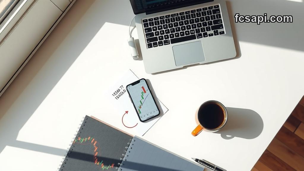 forex technical analysis chart with moving averages displayed on laptop