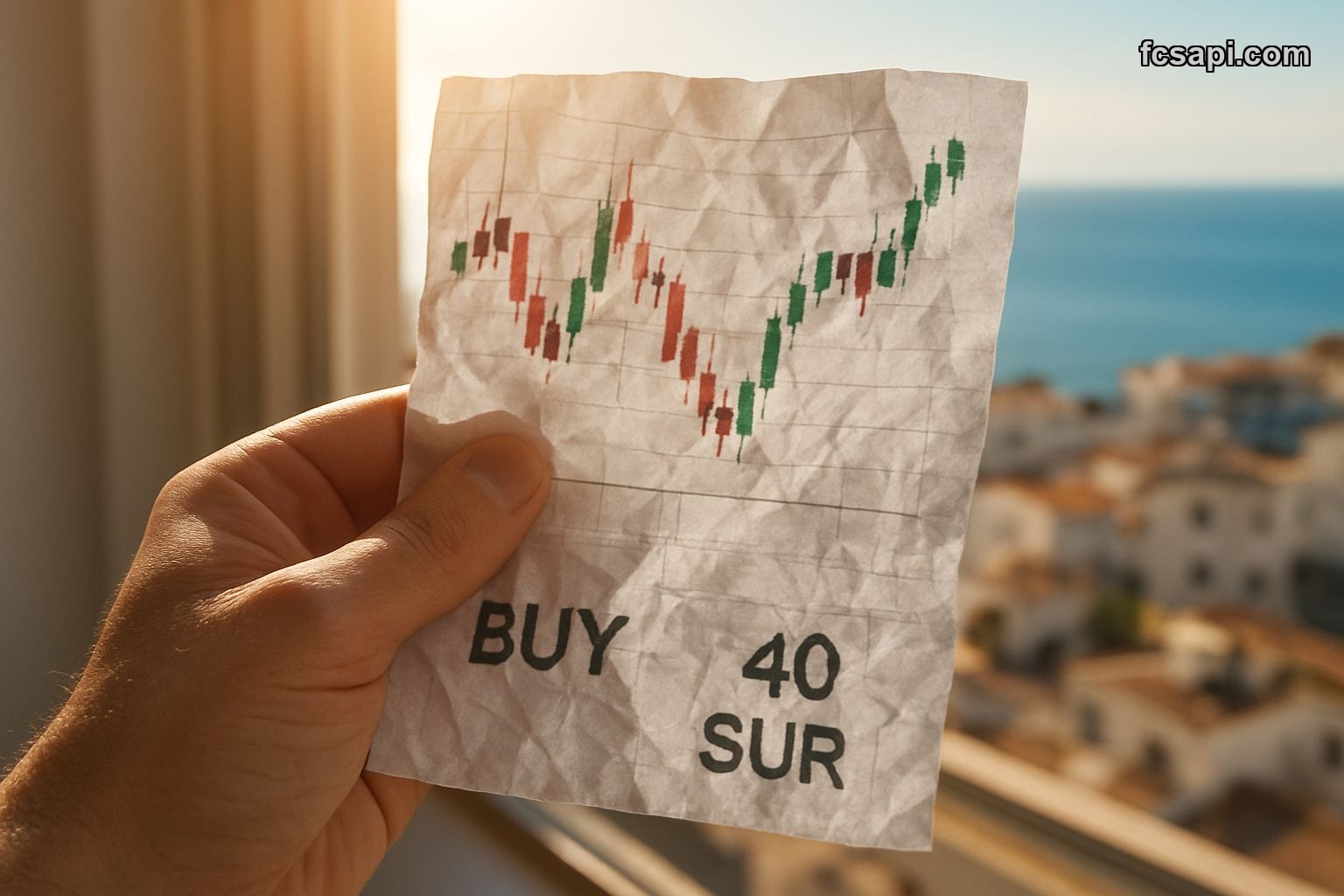 Trader analyzing Petrolina Holdings conflicting buy signal with Mediterranean backdrop