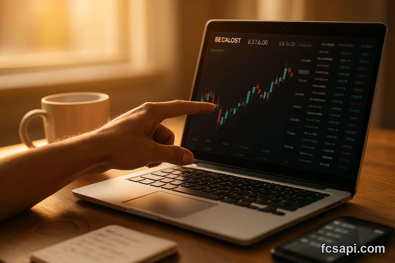 Real-time crypto price streaming on laptop with live market data