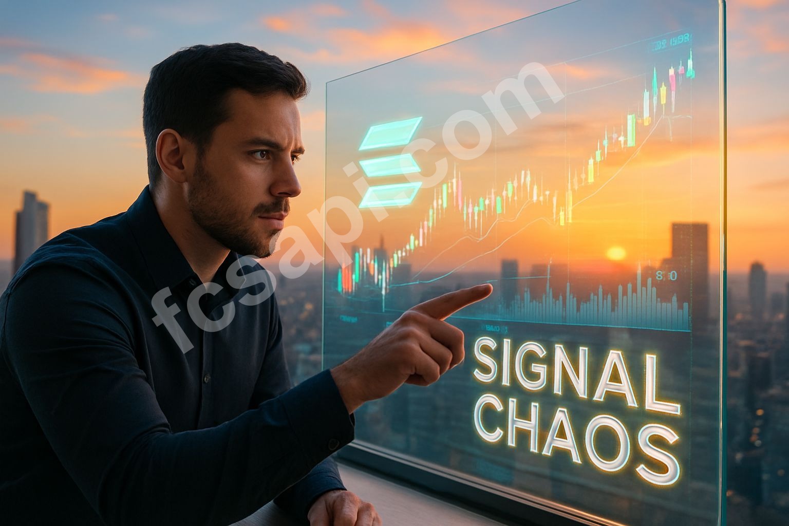 Trader analyzing Solana price with conflicting signals.