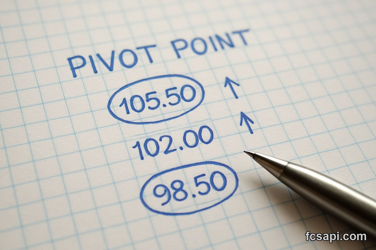 Pivot point resistance and support level calculation