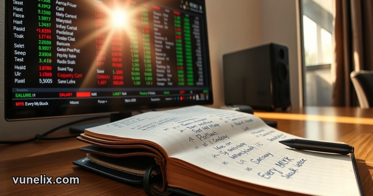 Bursa Malaysia stock screener with live MYR prices on monitor