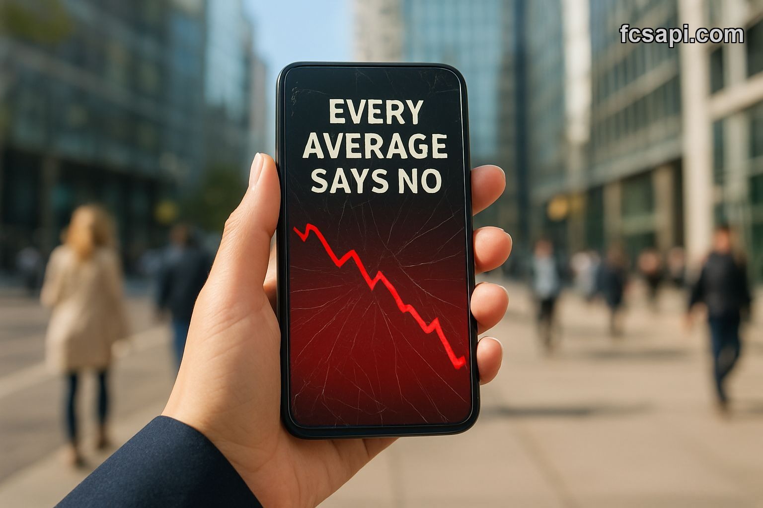 Apple Inc. stock chart showing sell signal on smartphone screen