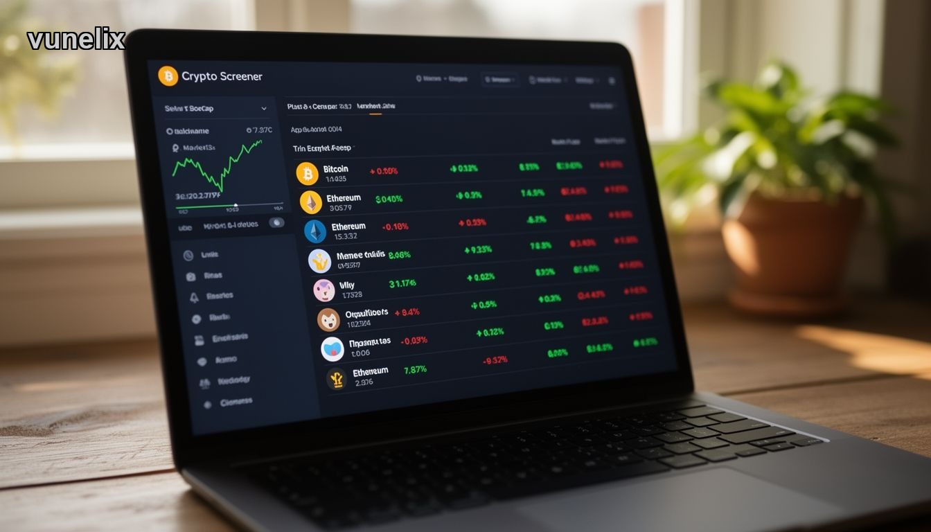 Live crypto market cap screener showing Bitcoin and altcoin rankings