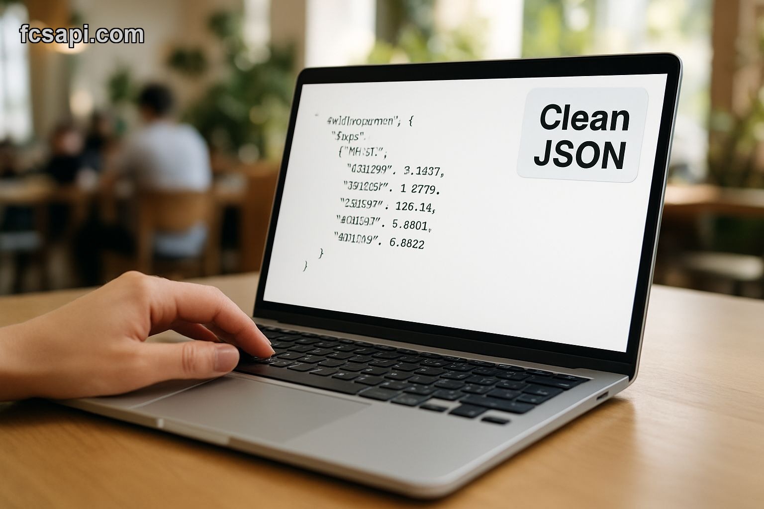 Forex API JSON response displayed on laptop screen