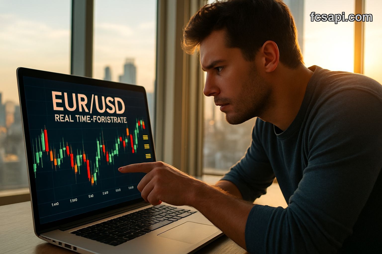 Developer analyzing real-time forex data on FCS API dashboard
