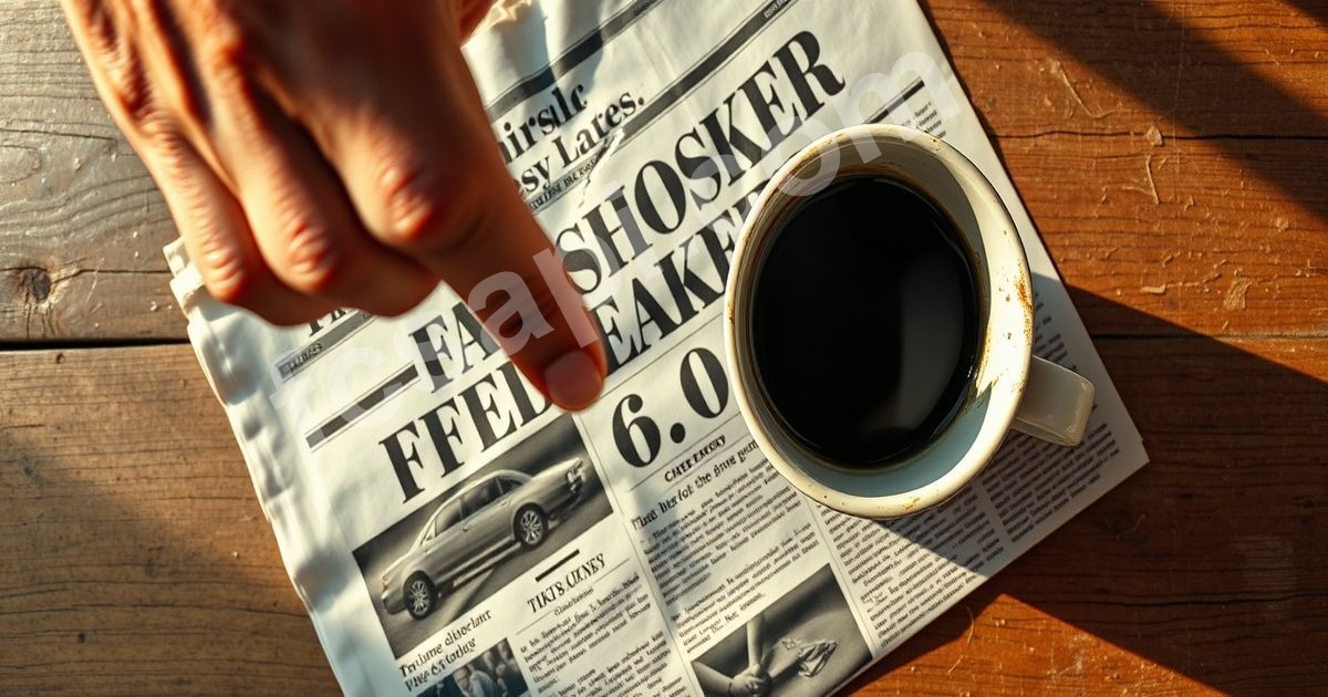 Hand pointing at newspaper headline "FED SHOCKER 6.00%"