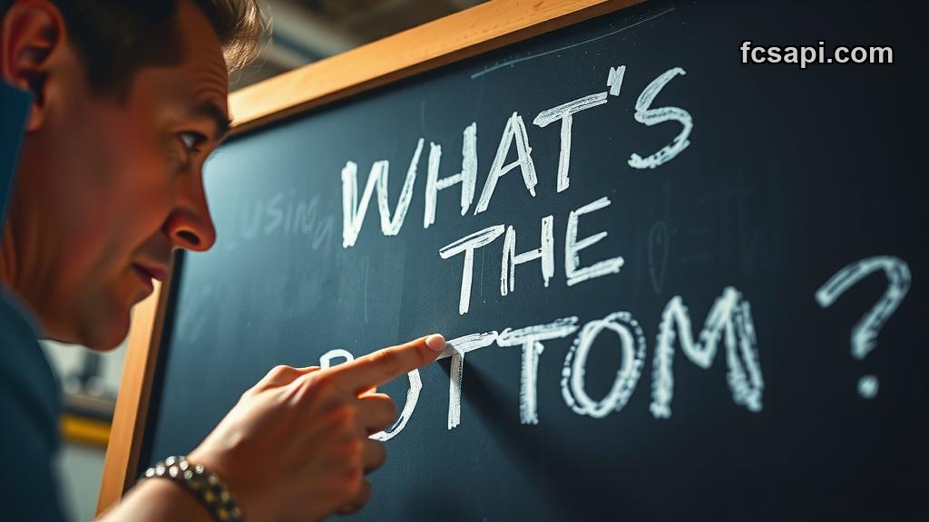 Man pointing at chalk text asking about market bottom.