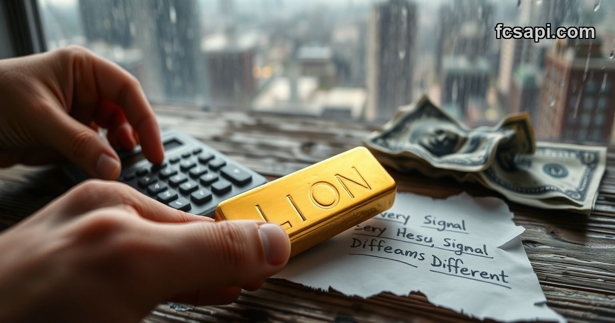 Gold bar with dollar bills and conflicting price signals