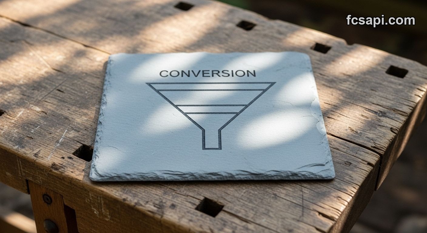 Visualizing a conversion funnel diagram on a slate tile.