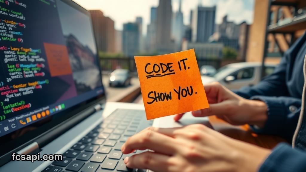 Developer coding, FCS API affiliate strategy, passive income.