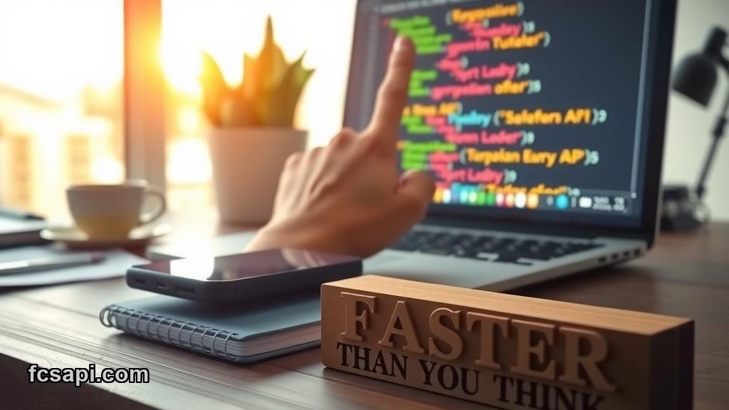 Developer reviewing FCS API stock data endpoints on laptop