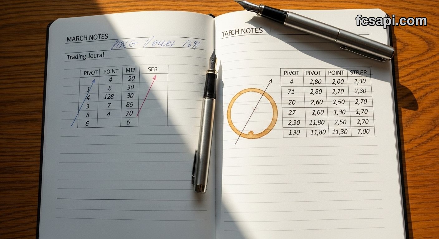 trading journal with pivot points table