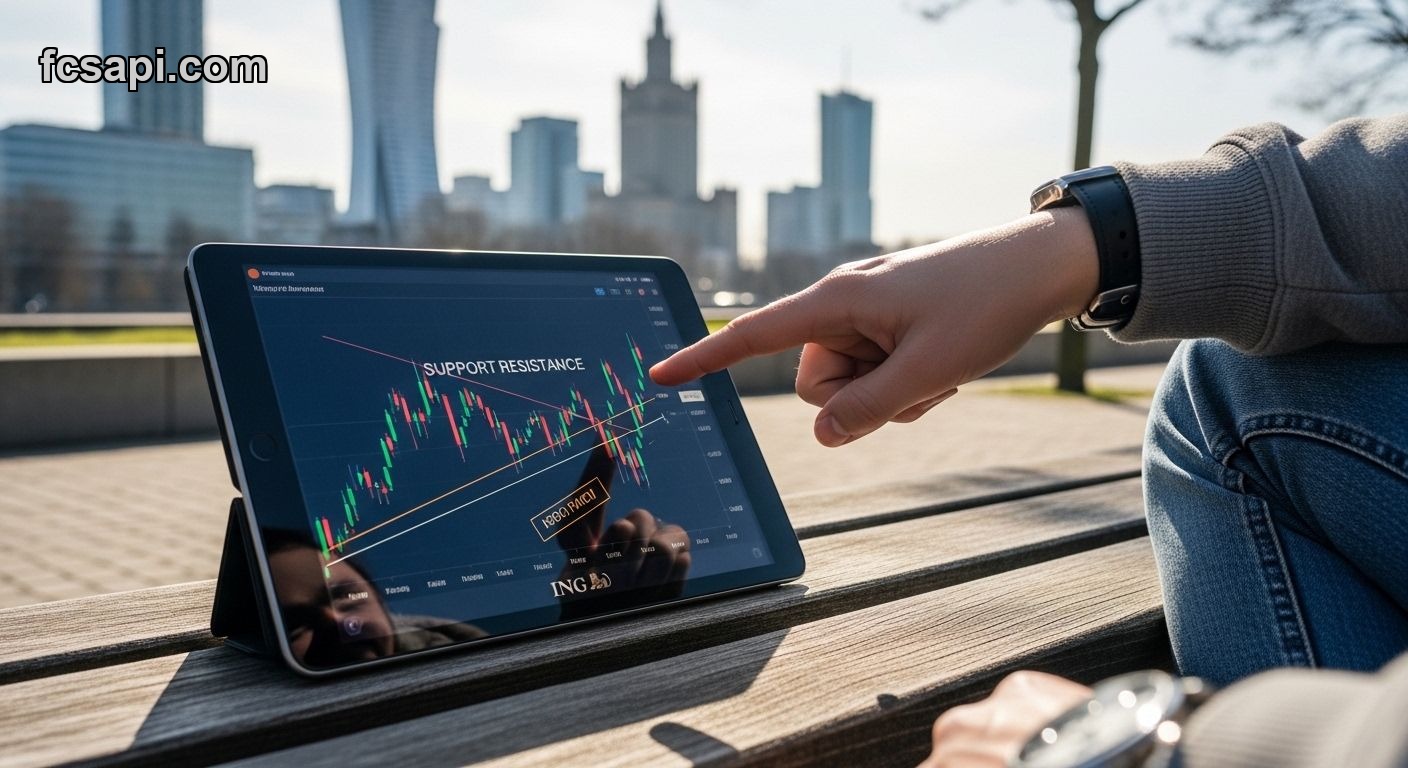 person analyzing ING stock chart outdoors