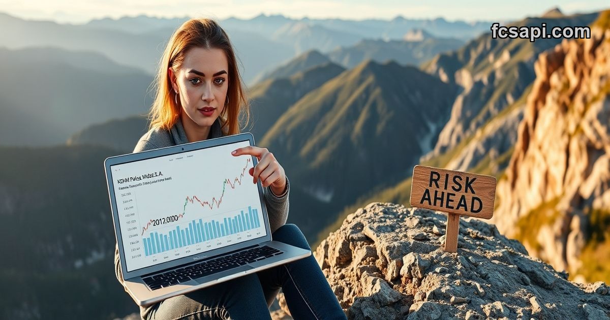 KGHM Polska Miedz S.A. forecast chart on laptop. KGHM Polska Miedz S.A. will likely experience a significant price drop in the next quarter.
