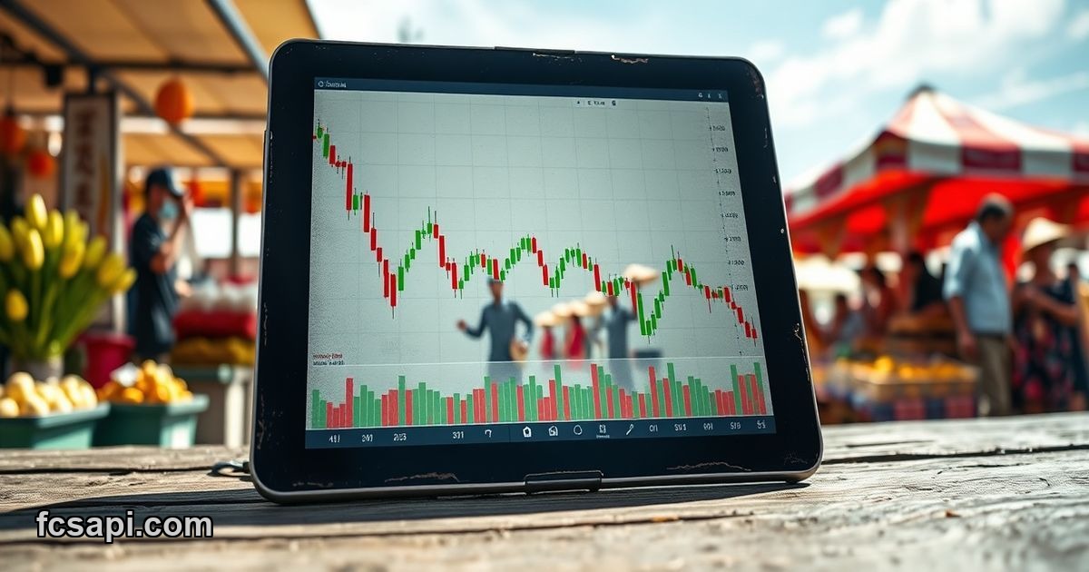 Tablet displaying Market Cap 2Z, $ volatile stock chart.