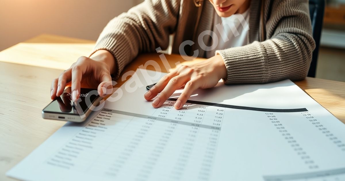 Woman pointing to a strong sell signal on a printout.