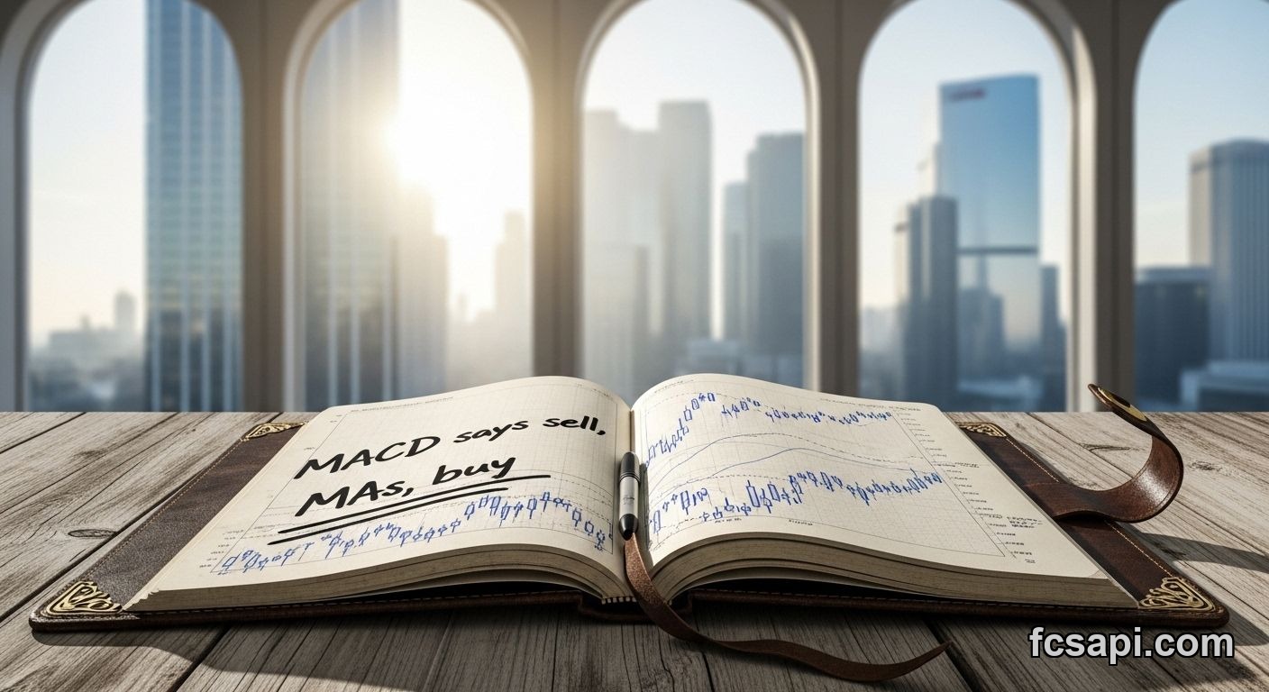 Trading journal showing conflicting NVIDIA technical signals analysis