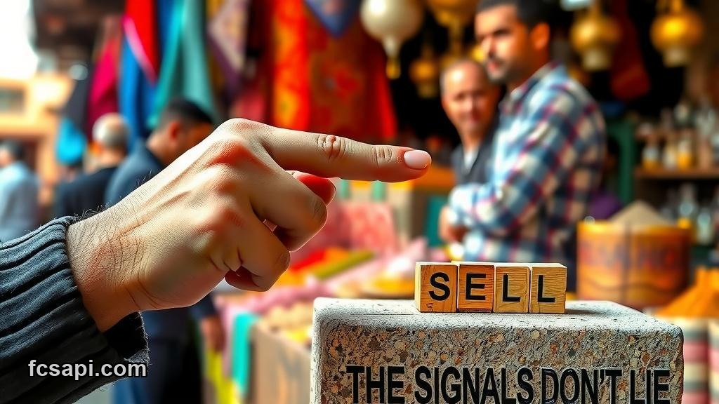 Hand pointing at "SELL" block in Moroccan market, highlighting SOL / LEBANESE POUND forecast.