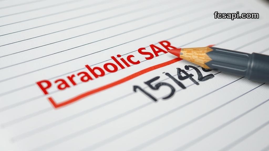 Close-up of financial chart notebook highlighting Parabolic SAR 11524.