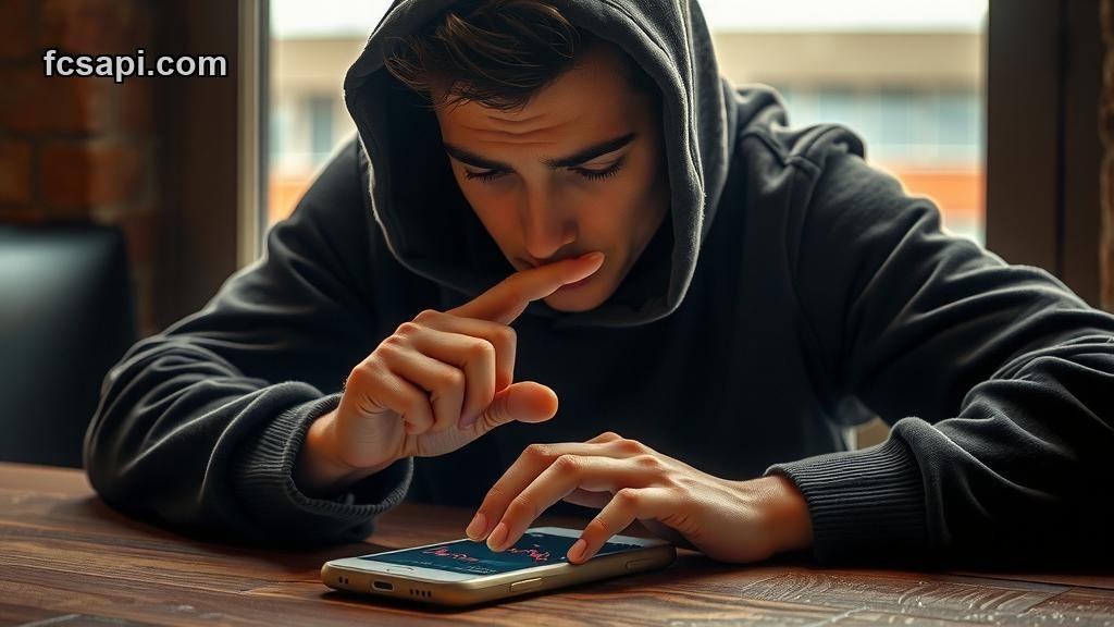 Person looking stressed at phone displaying sharp stock price drop.