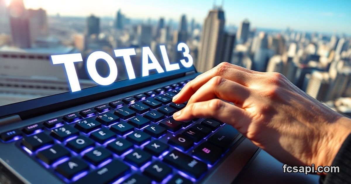 Developer typing code, holographic TOTAL3 price, Tokyo skyline.