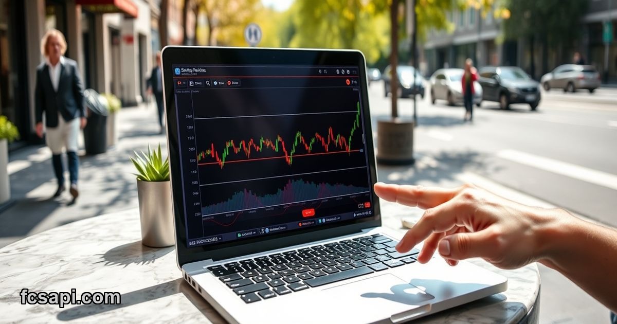 Conflicting oscillator signals on stock trading screen outdoors