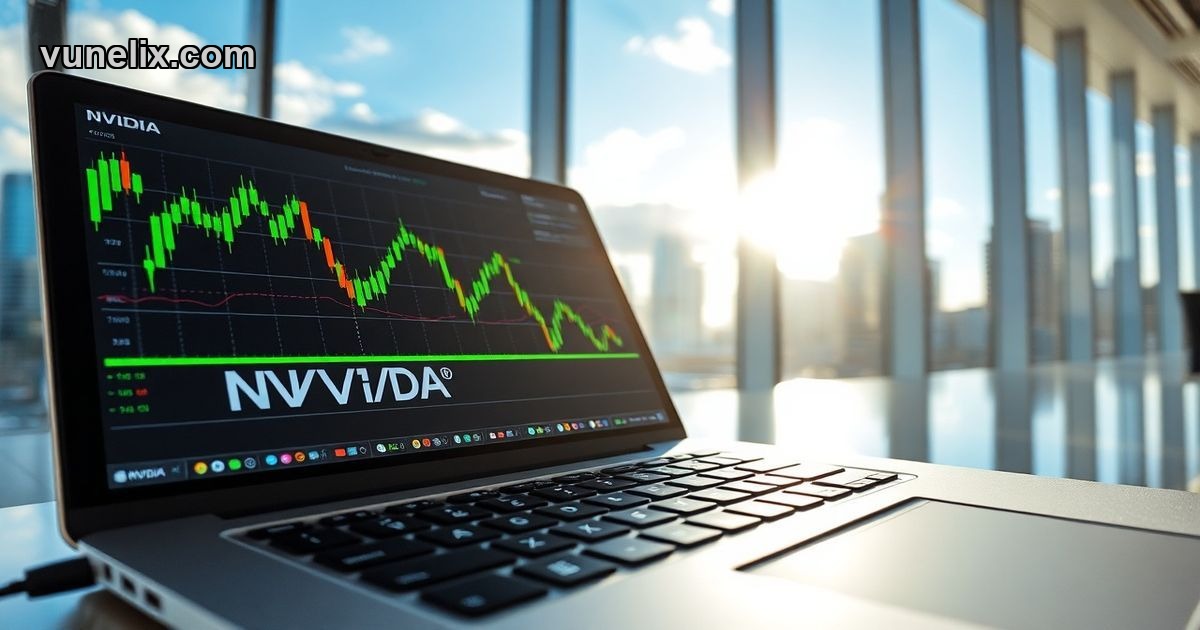 NVIDIA stock screener tutorial showing technical indicators on laptop screen