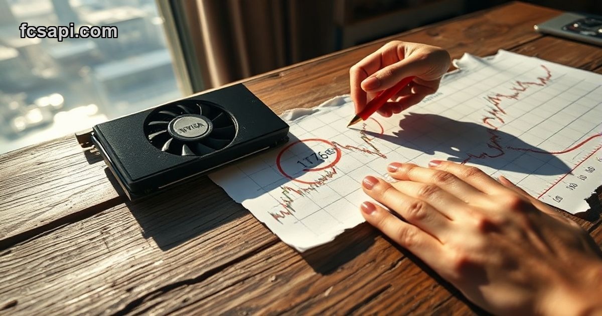 NVIDIA GPU chip with price charts showing support levels