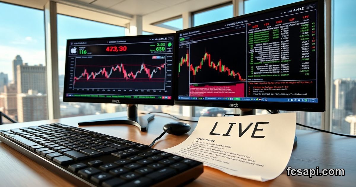 WebSocket streaming Apple Inc. stock prices on trading monitors