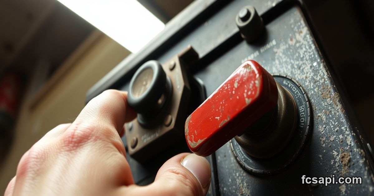 Hand gripping a red switch, "Strong Sell" decision.