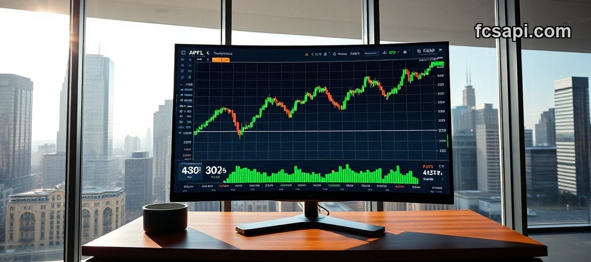 Apple Inc stock price chart showing $303 resistance level on trading monitor