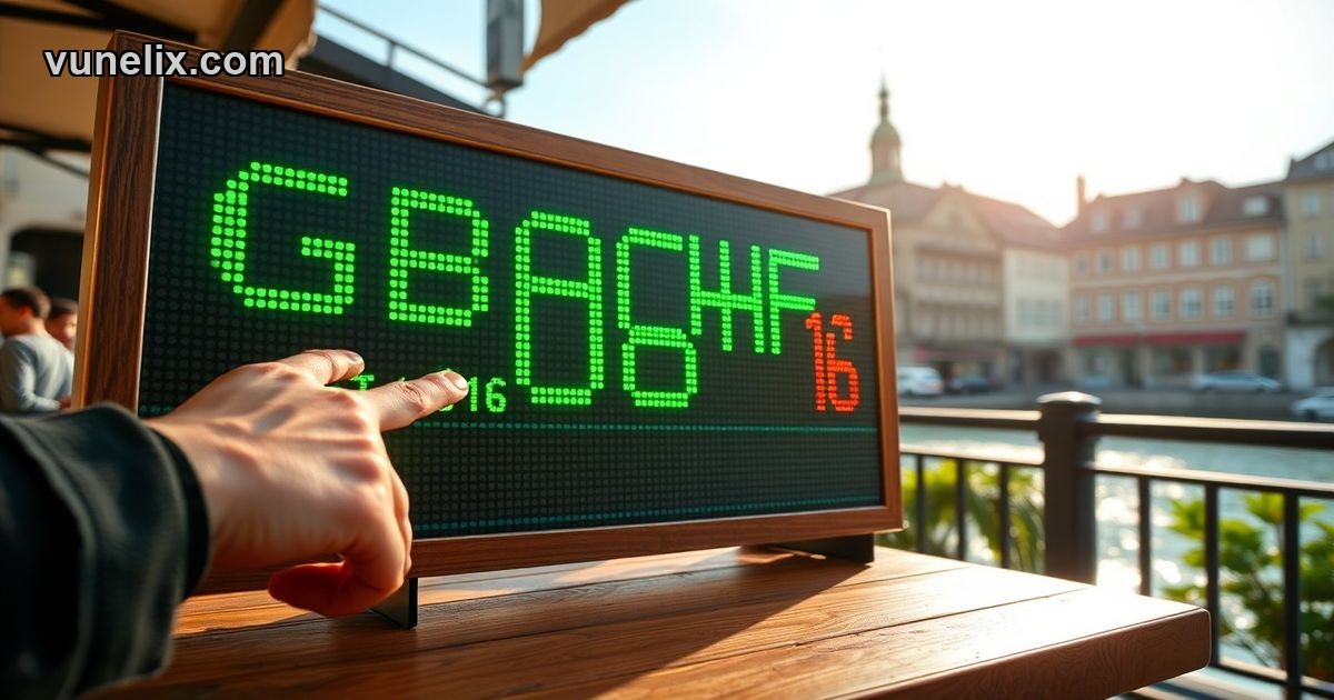 GBP/CHF live forex price ticker board showing 1.0616 rate