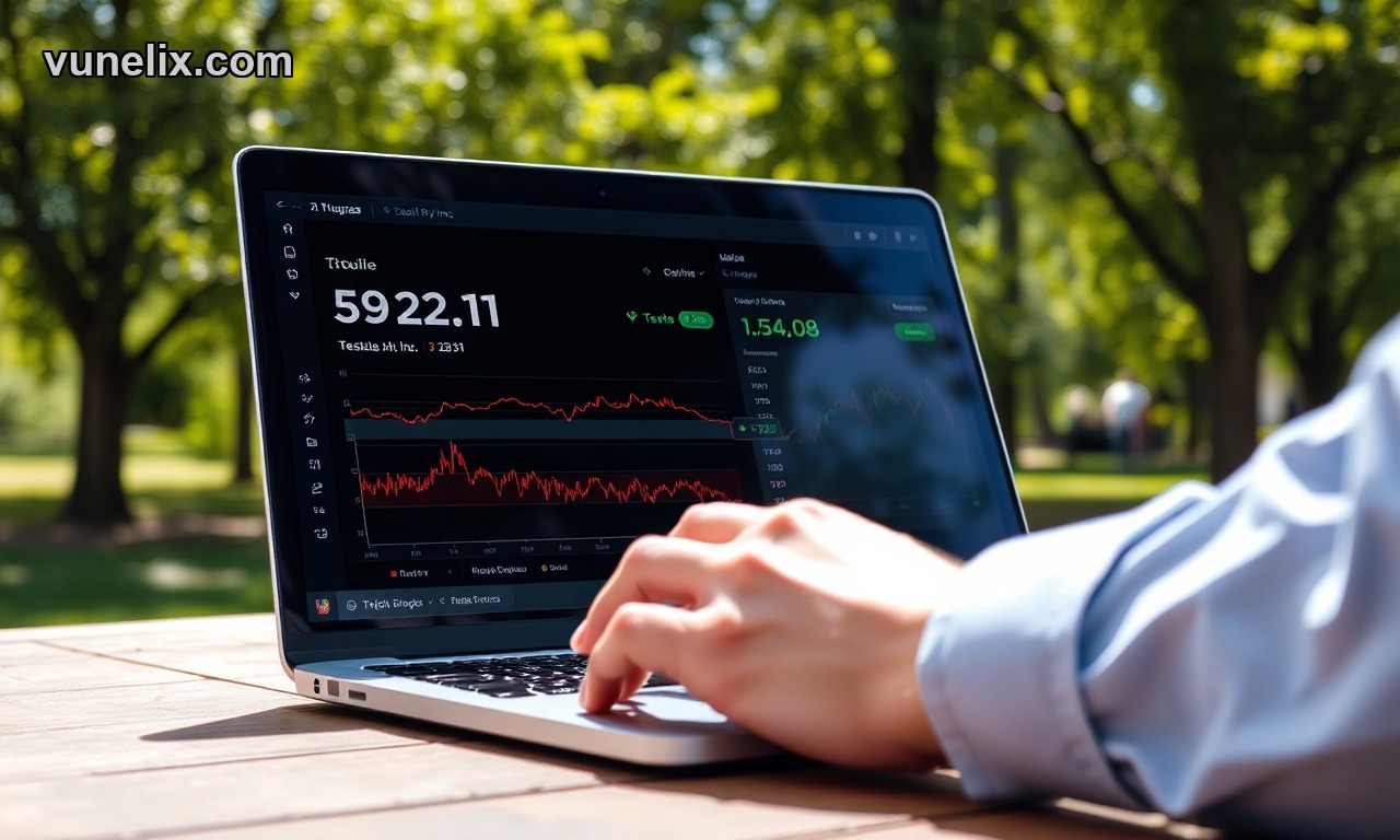 REST API JSON response Tesla, Inc. stock data laptop screen